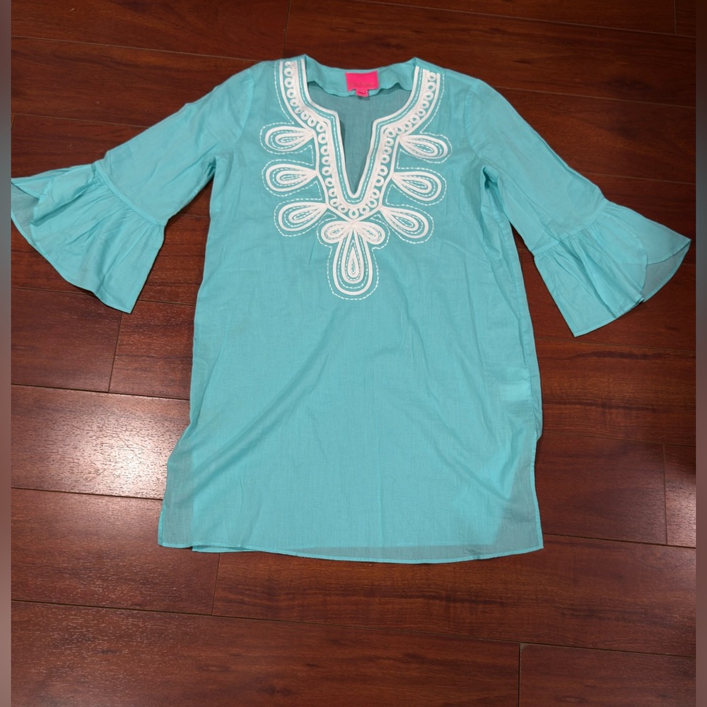 Lilly Pulitzer Aqua Tunic with White Detailing - Picture 6 of 10